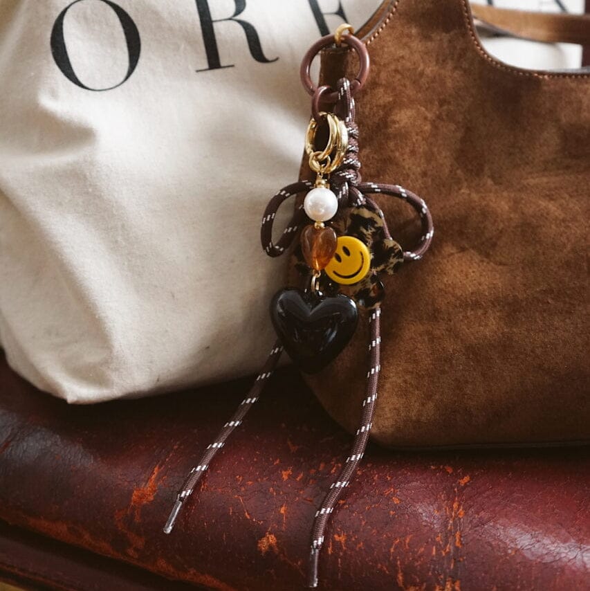 Animal Print Happy Face Flower Bag Charm - Image 2