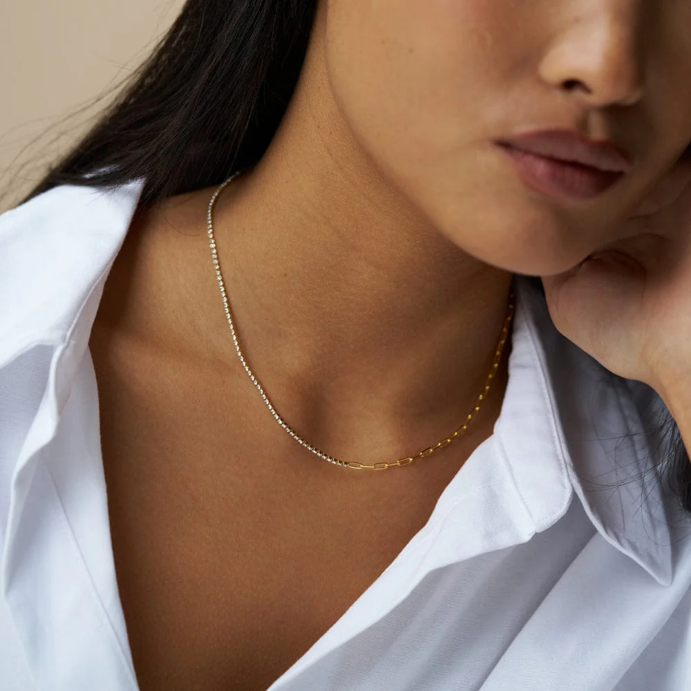 Asymmetric Crystal Chain Necklace - Image 2