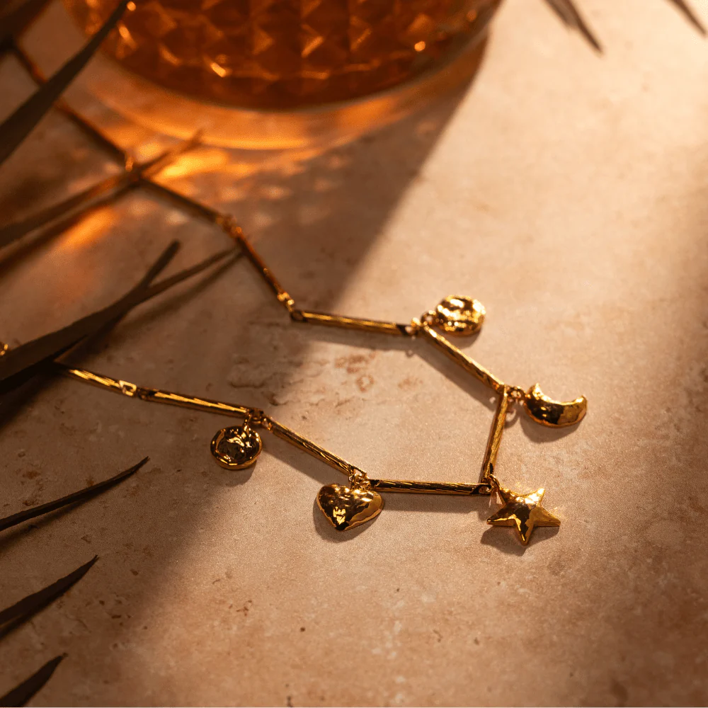 Bar Link & Molten Charm Necklace - Image 4