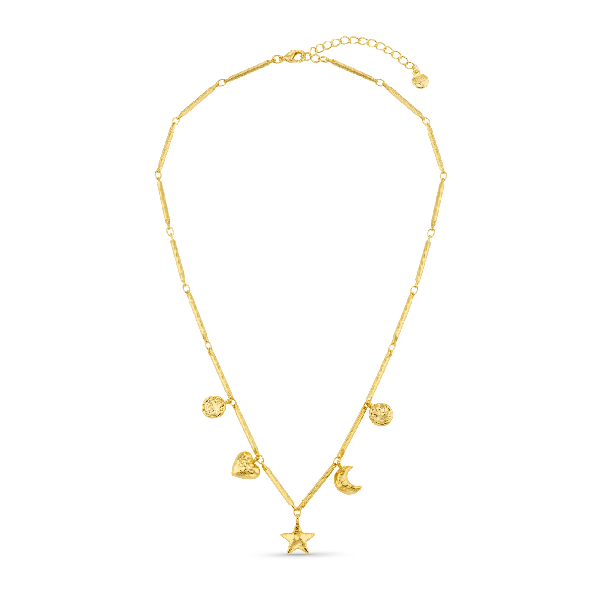 Bar Link & Molten Charm Necklace - Image 5