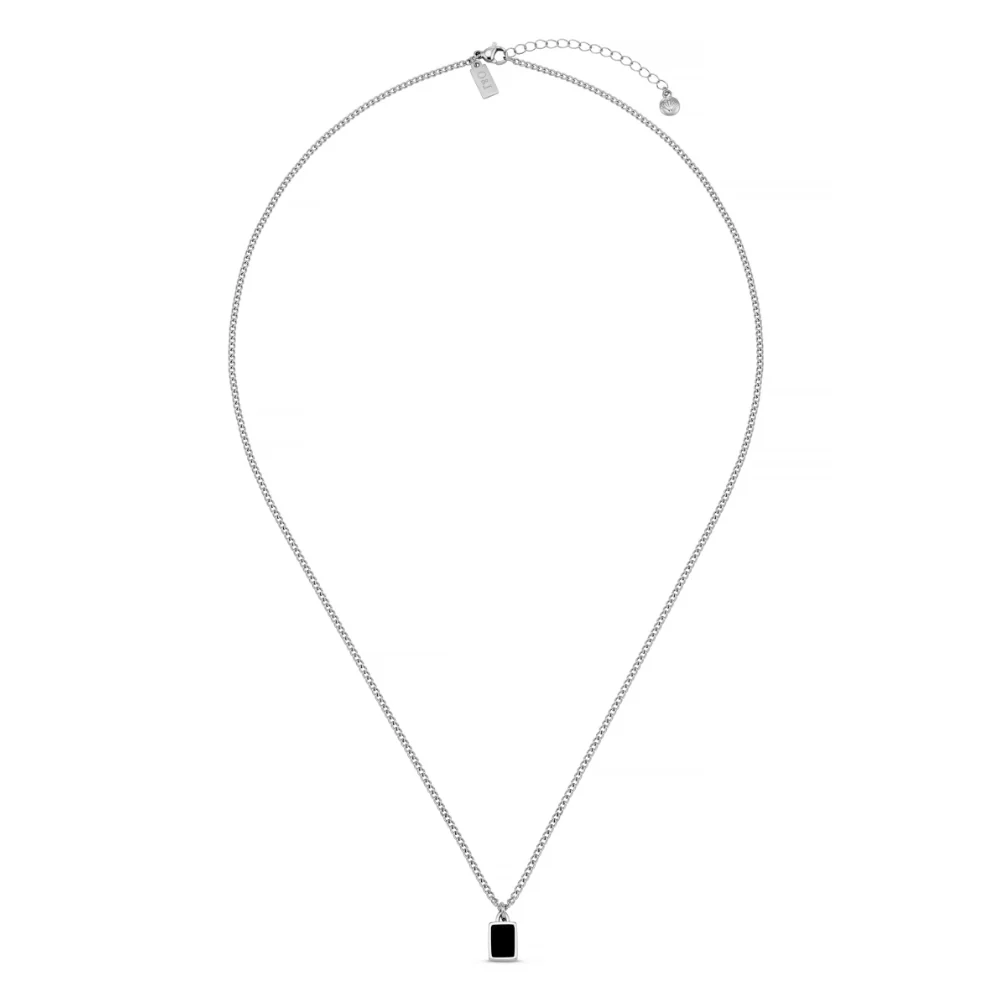 Black Agate Tag Chain Necklace - Image 2