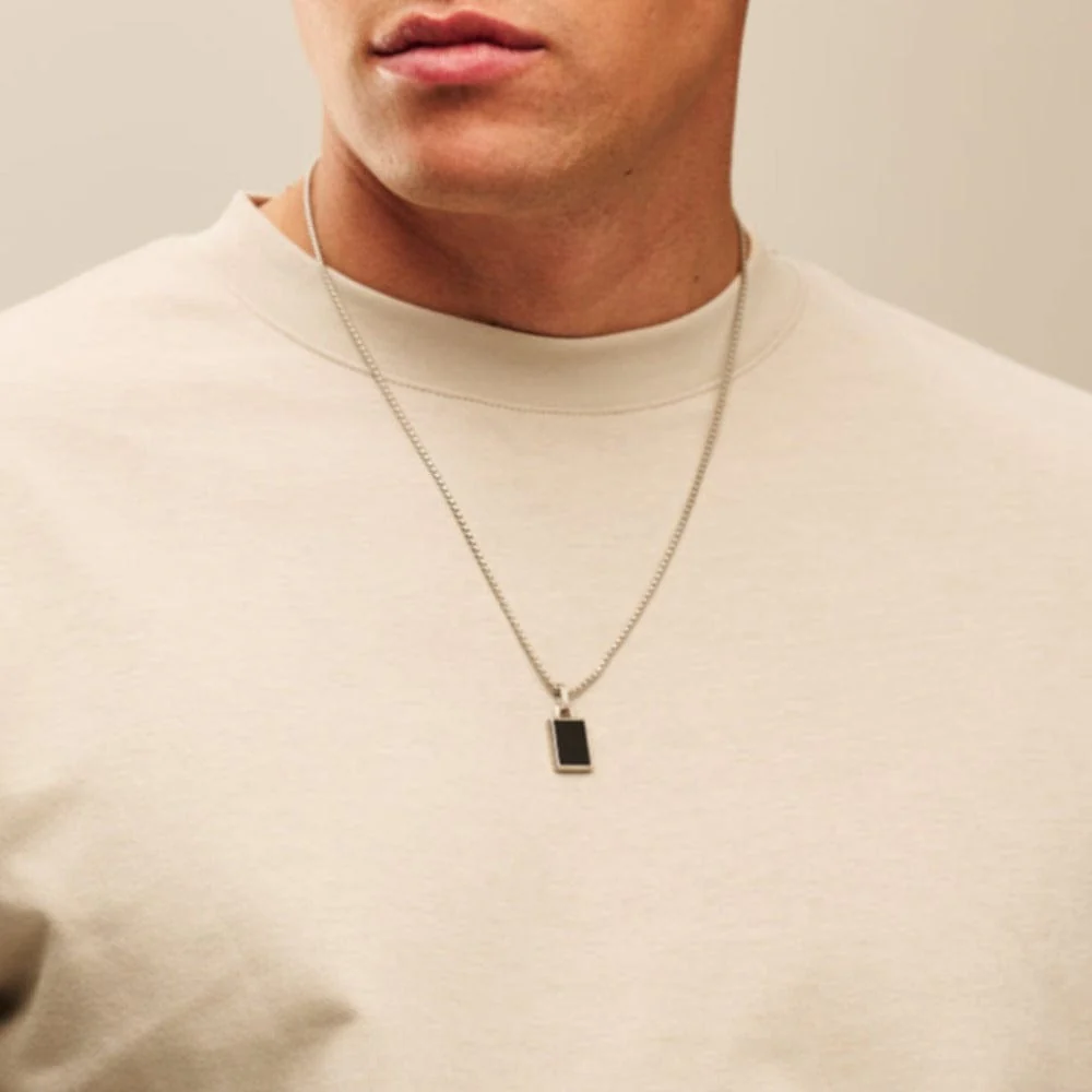 Black Onyx Tag Chain Necklace - Image 2