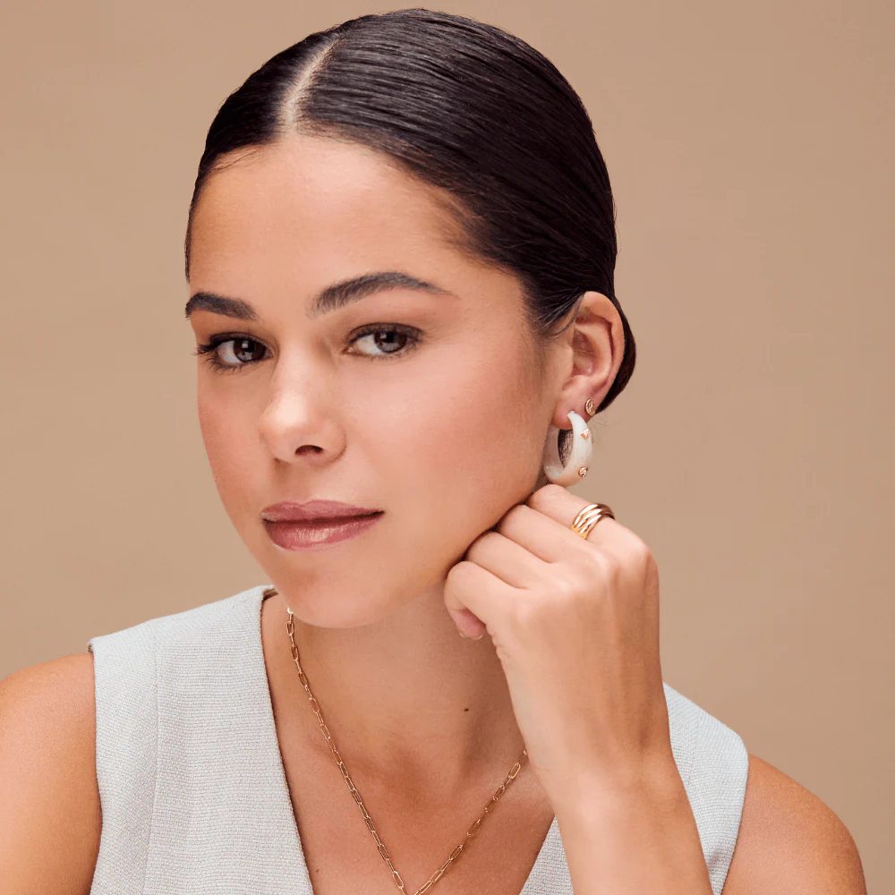 Charm Embellished Resin Hoop Earrings - Image 2