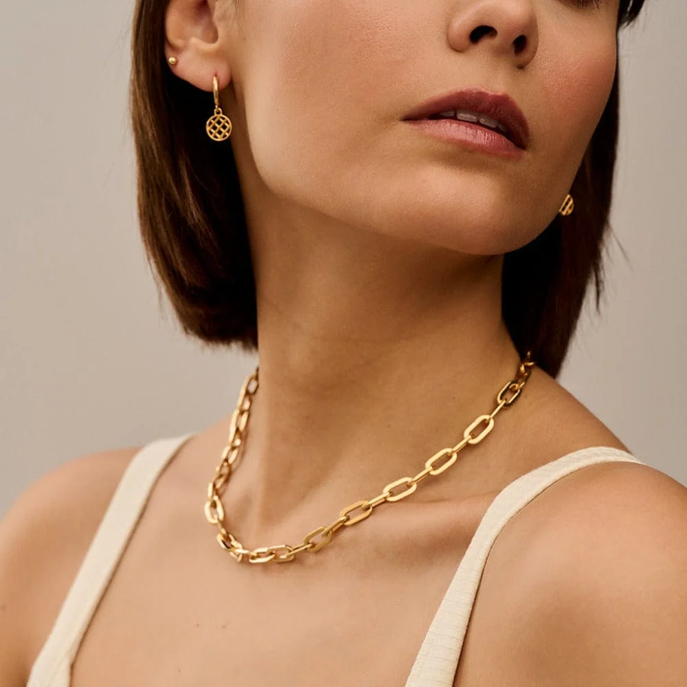 Chunky Large Link Chain Necklace - Gold - Image 3