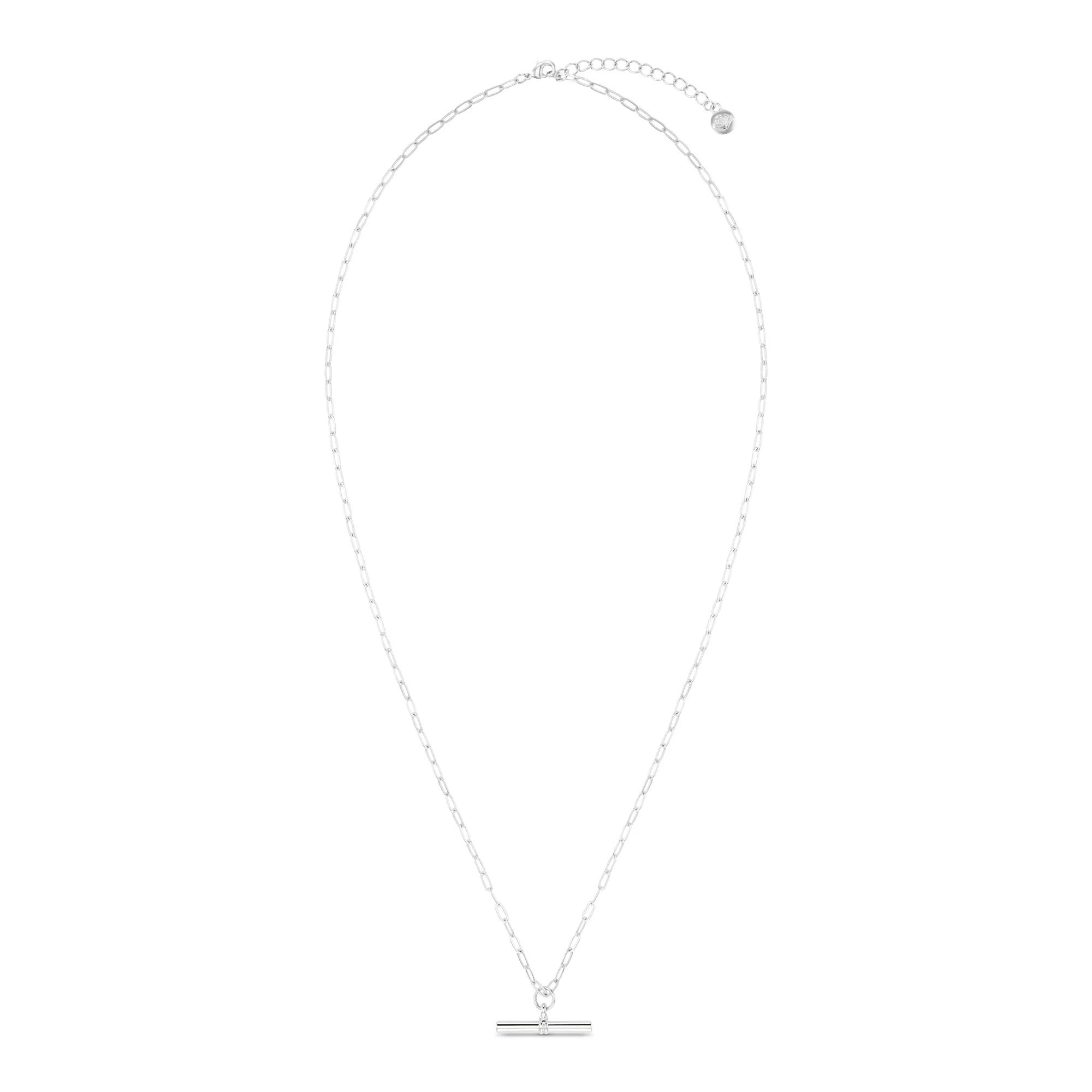 Chunky T-Bar Mid Length Necklace - Silver - Image 5