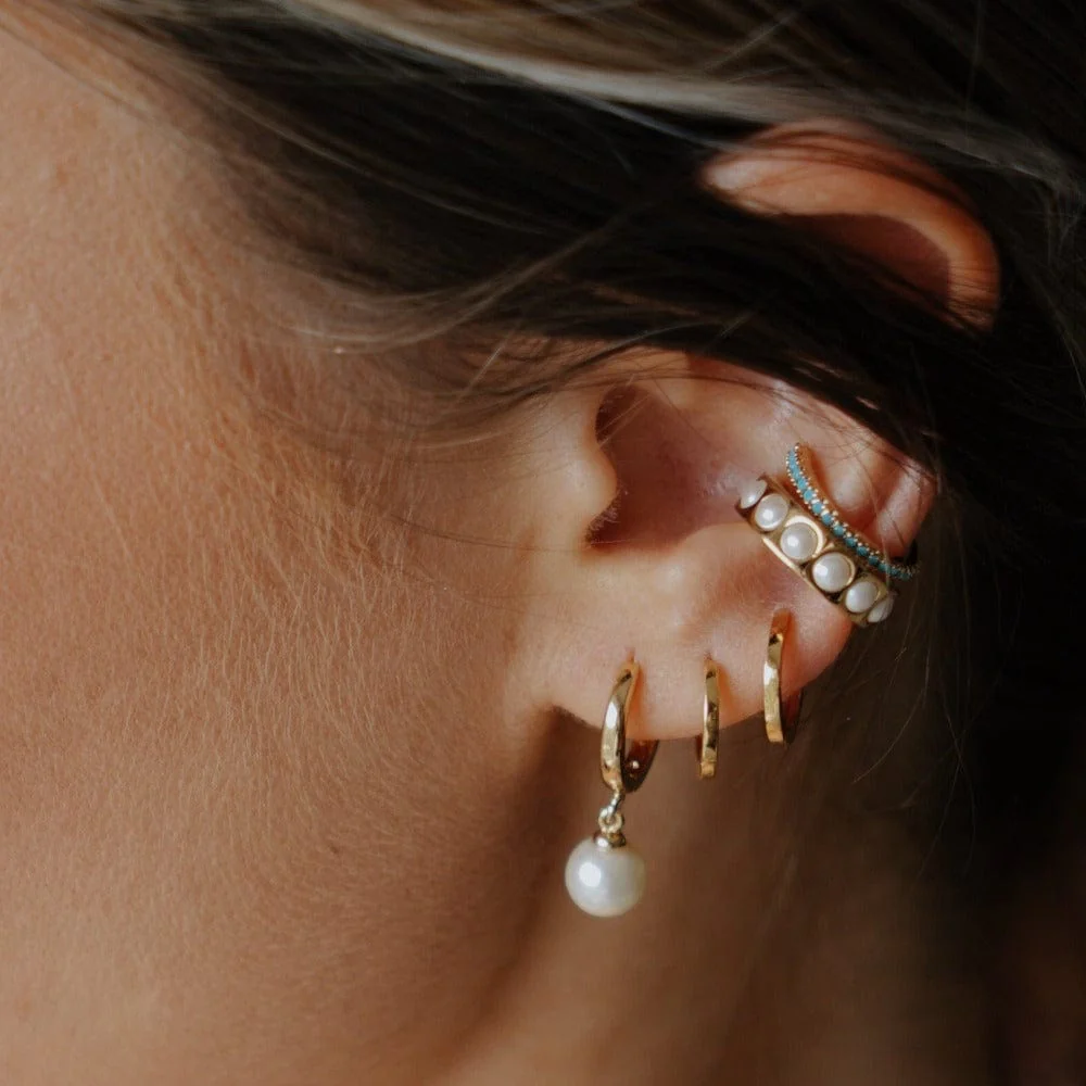Clean Metal Huggie Hoop Earrings - Gold - Image 4