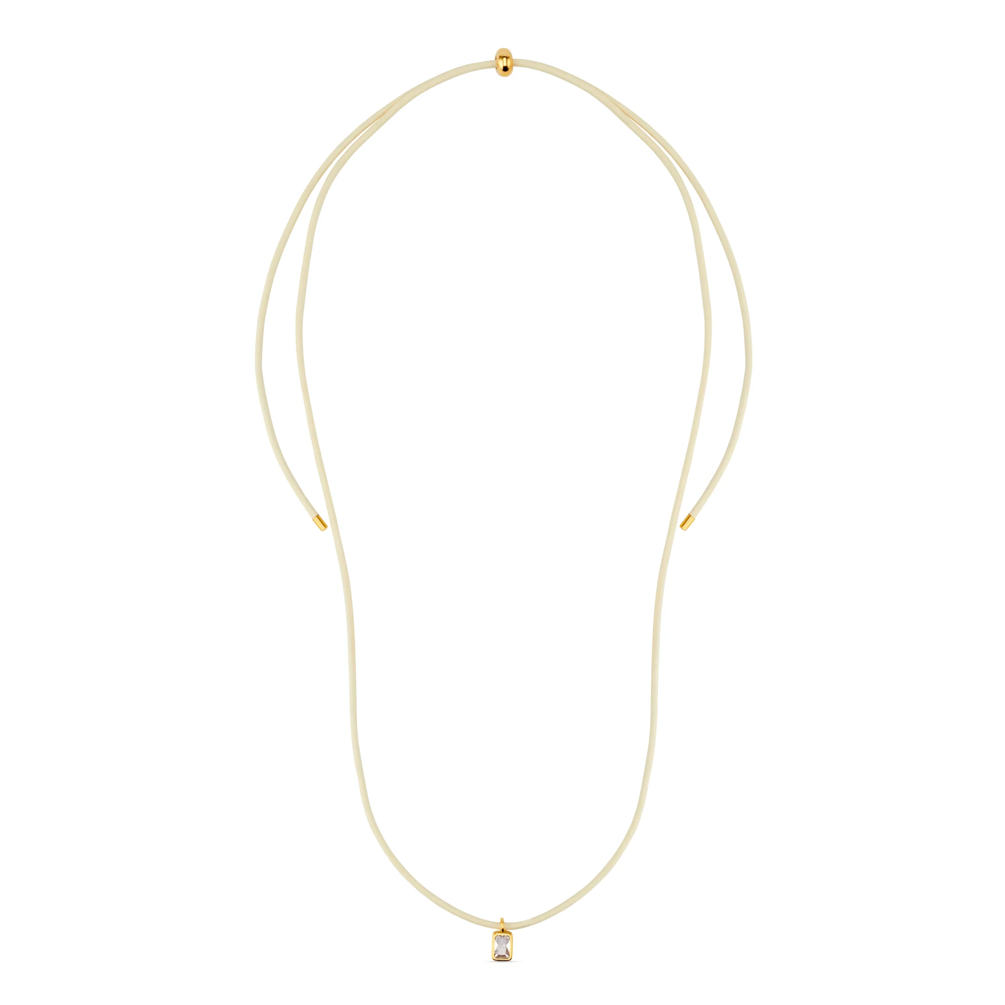 Crystal Baguette & Leather Adjustable Necklace - Image 3