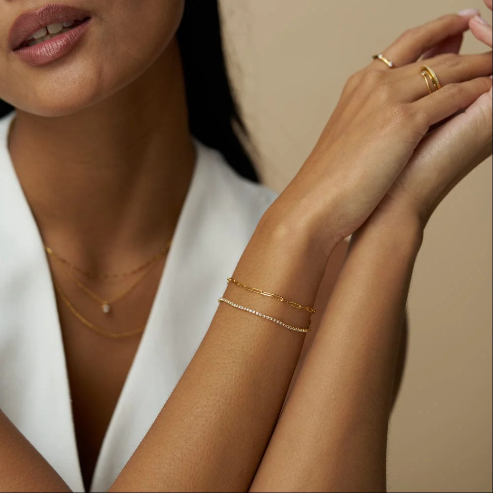 Crystal & Chain Bracelet Duo - Image 2