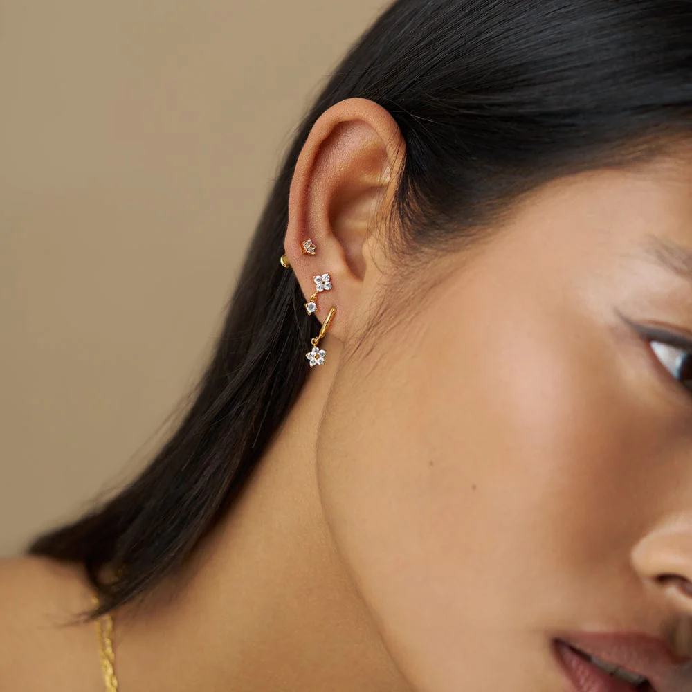 Crystal Flower Ear Stacking Set - Image 2