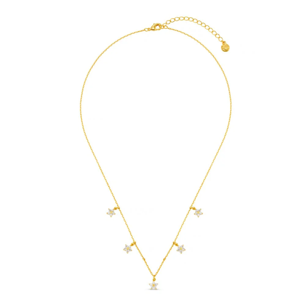 Crystal Flower Multi Drop Charm Necklace - Image 3