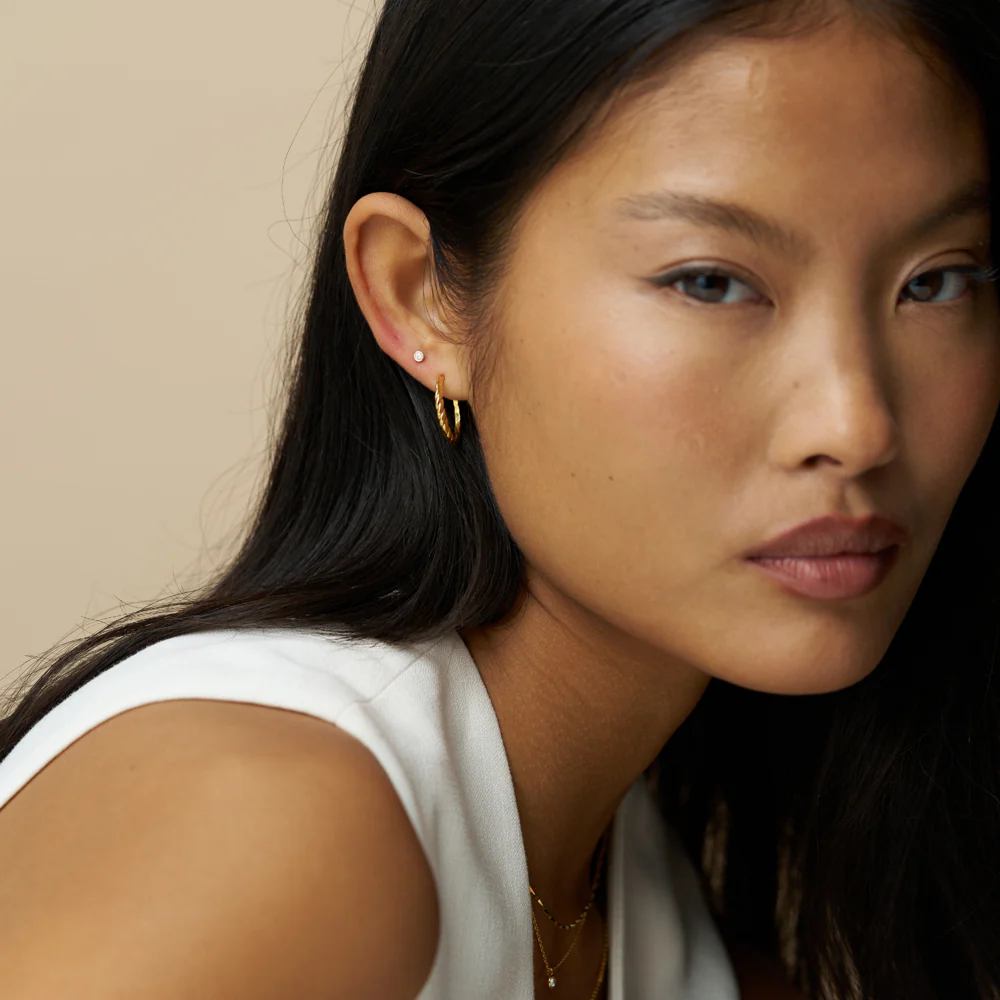 Crystal & Rope Twist Hoop Ear Stacking Set - Image 2