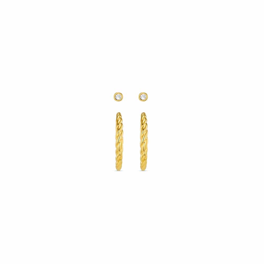 Crystal & Rope Twist Hoop Ear Stacking Set - Image 3