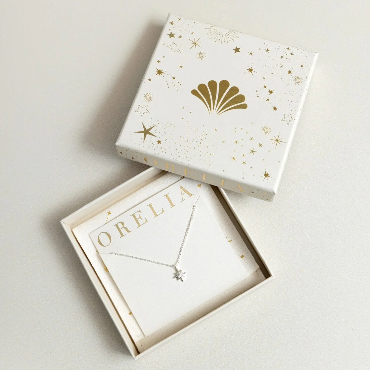 Crystal Starburst Charm Necklace With Gift Box Silver - Image 2