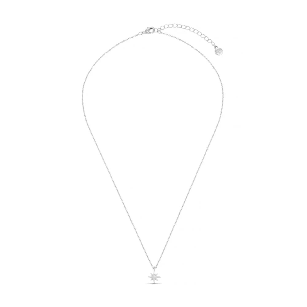 Crystal Starburst Charm Necklace With Gift Box Silver - Image 4