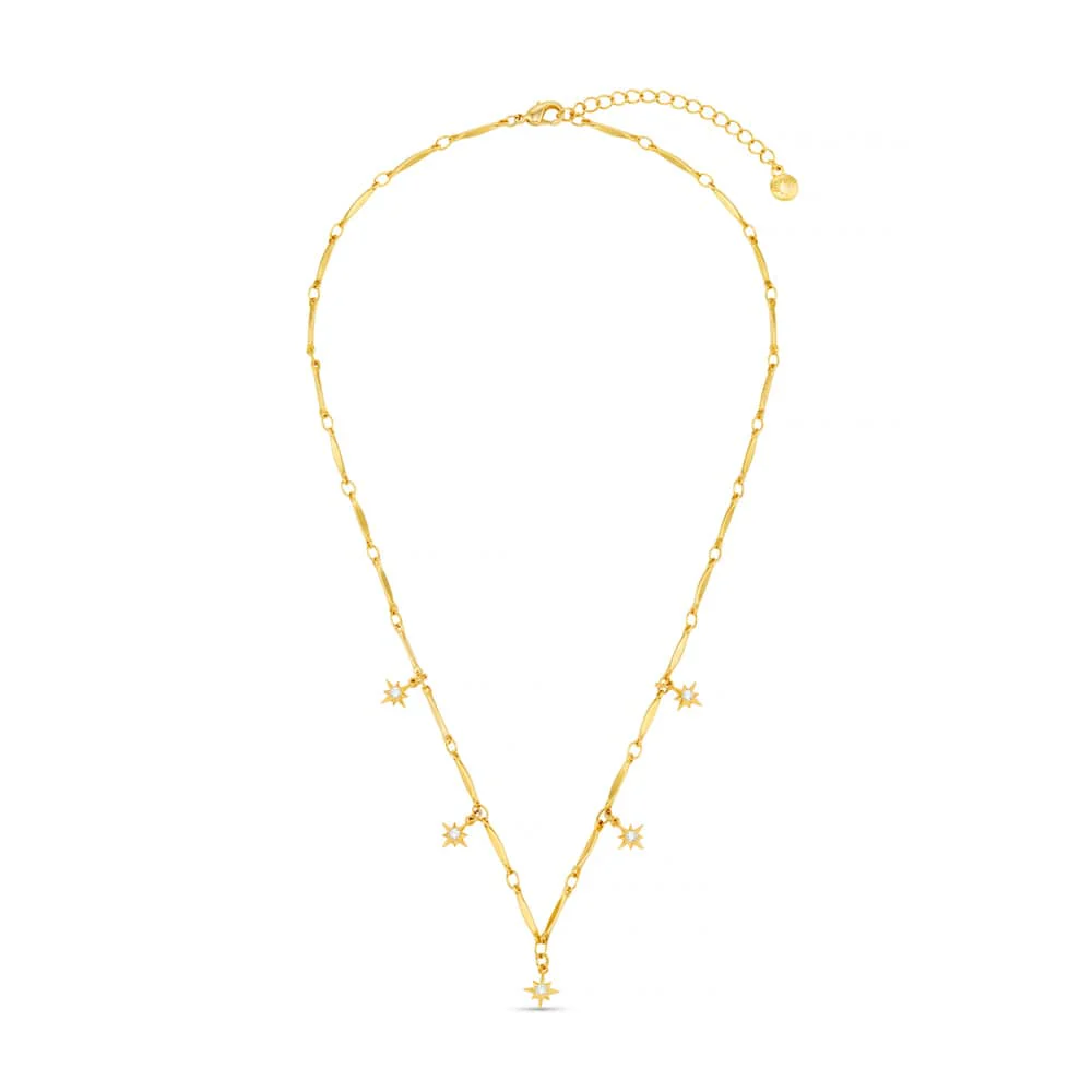 Crystal Starburst Multi Charm Drop Necklace - Image 3