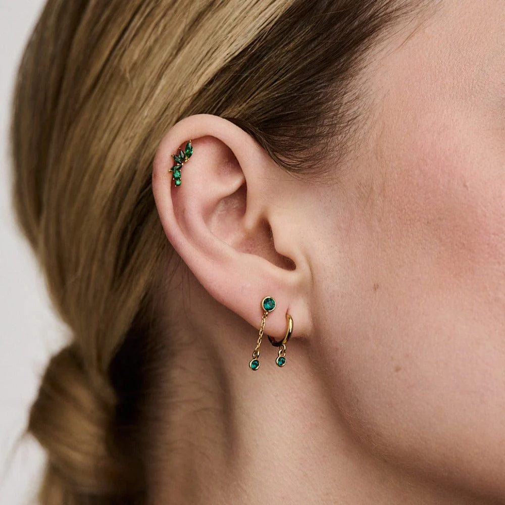 Curved Emerald Cluster Barbell - Image 3