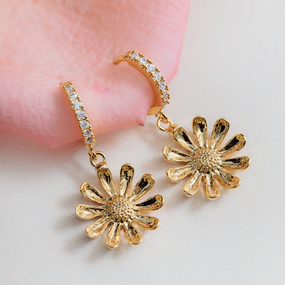 Daisy & Pavé Hoop Earrings - Image 3