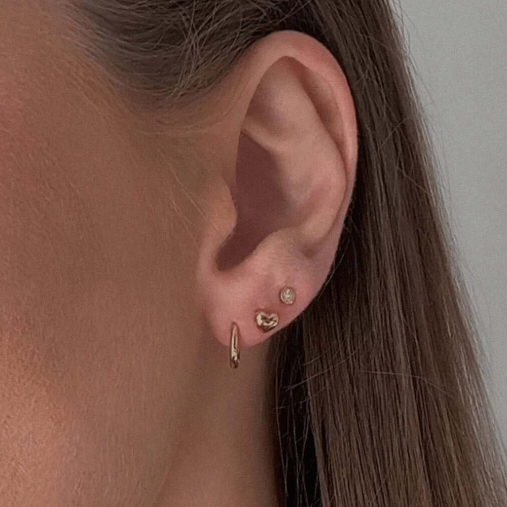 Domed Heart, Crystal Stud & Micro Hoop Pack - Image 3