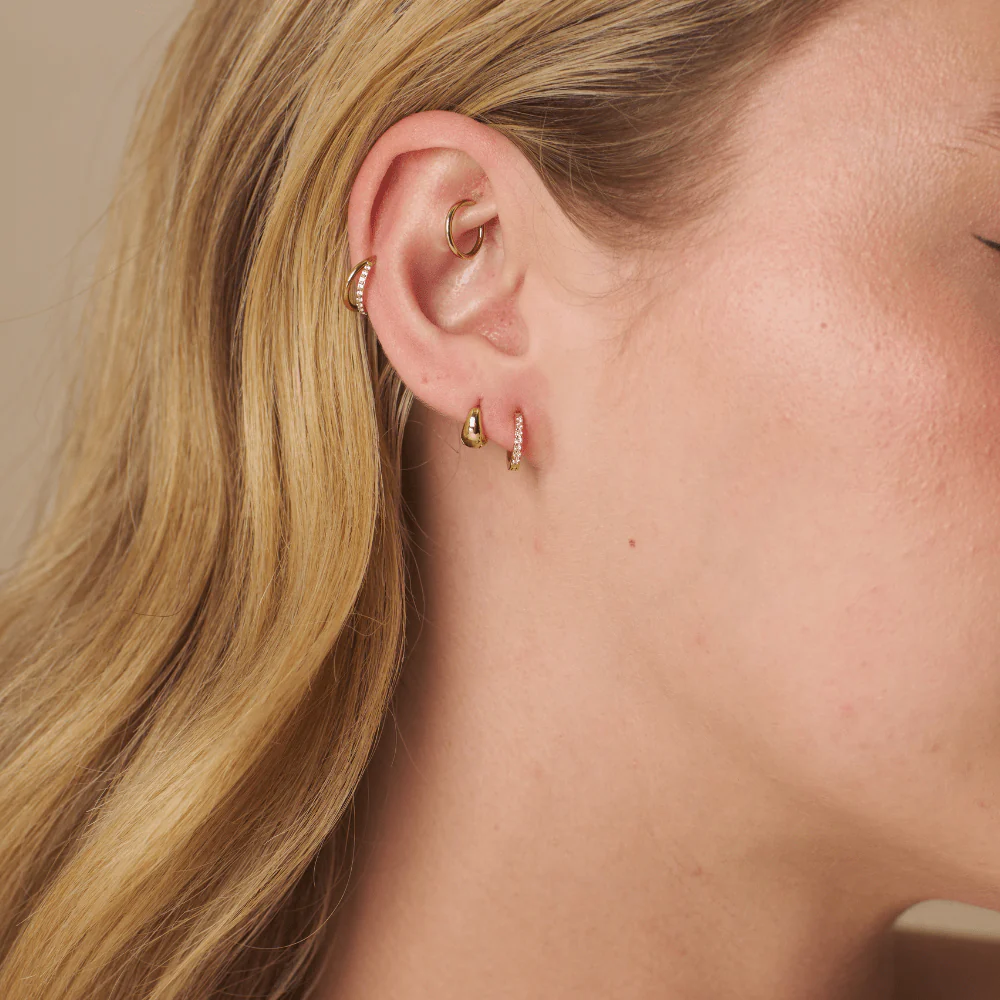 Double Row Pavé Clicker Hoop Earring - Image 2