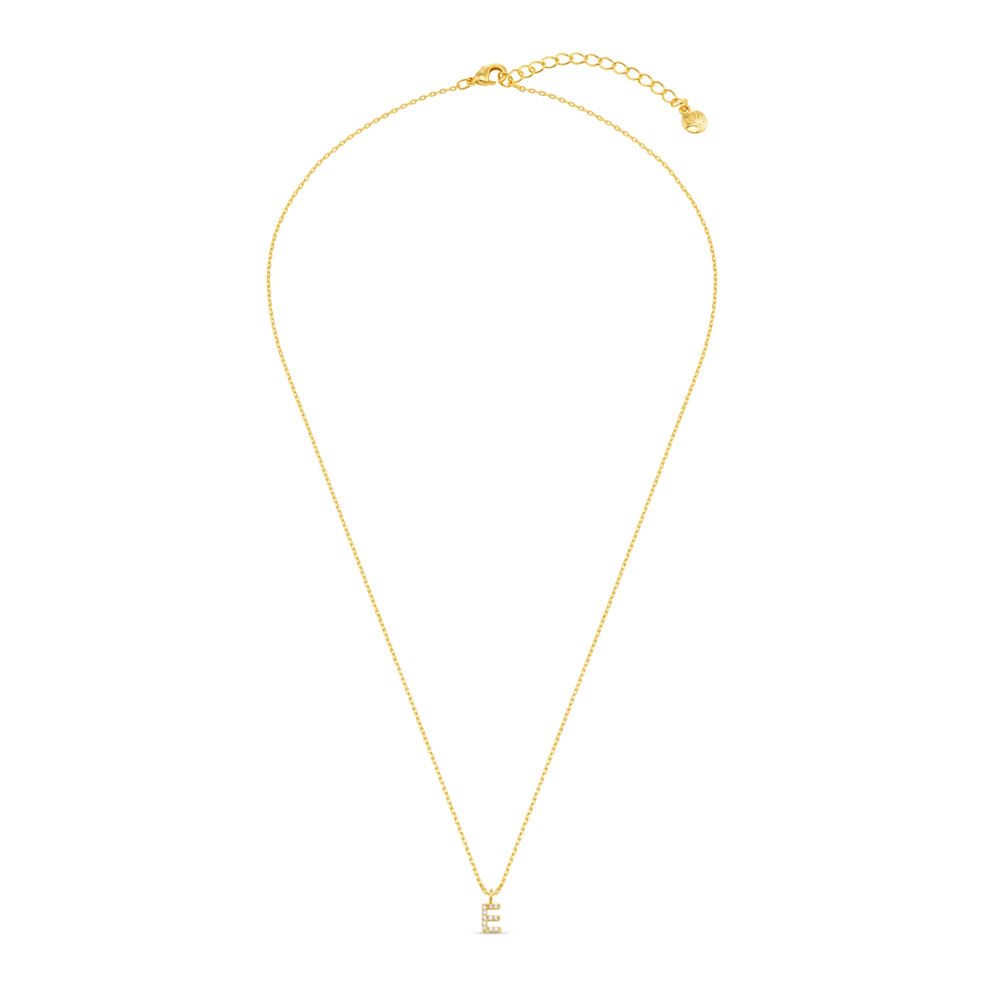 E Pavé Initial Charm Necklace - Image 2