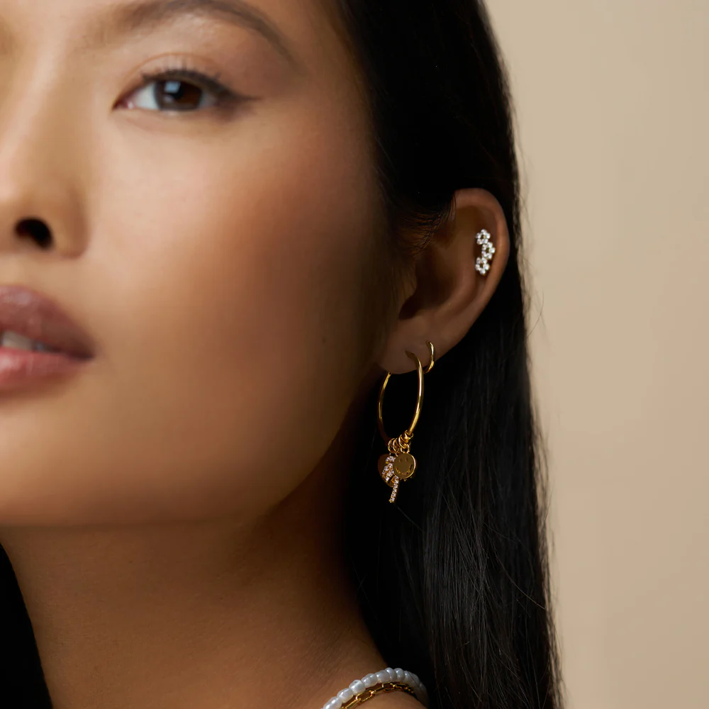 Eclectic Mixed Charm Mid-Size Hoop Earrings - Image 2