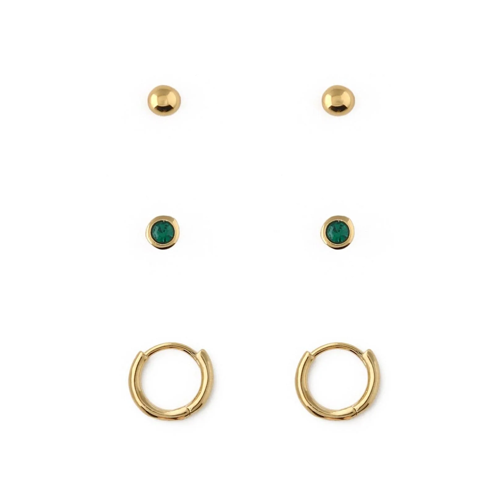 Emerald Stud & Hoop Earrings Pack Made With Swarovski® Crystals - Image 4