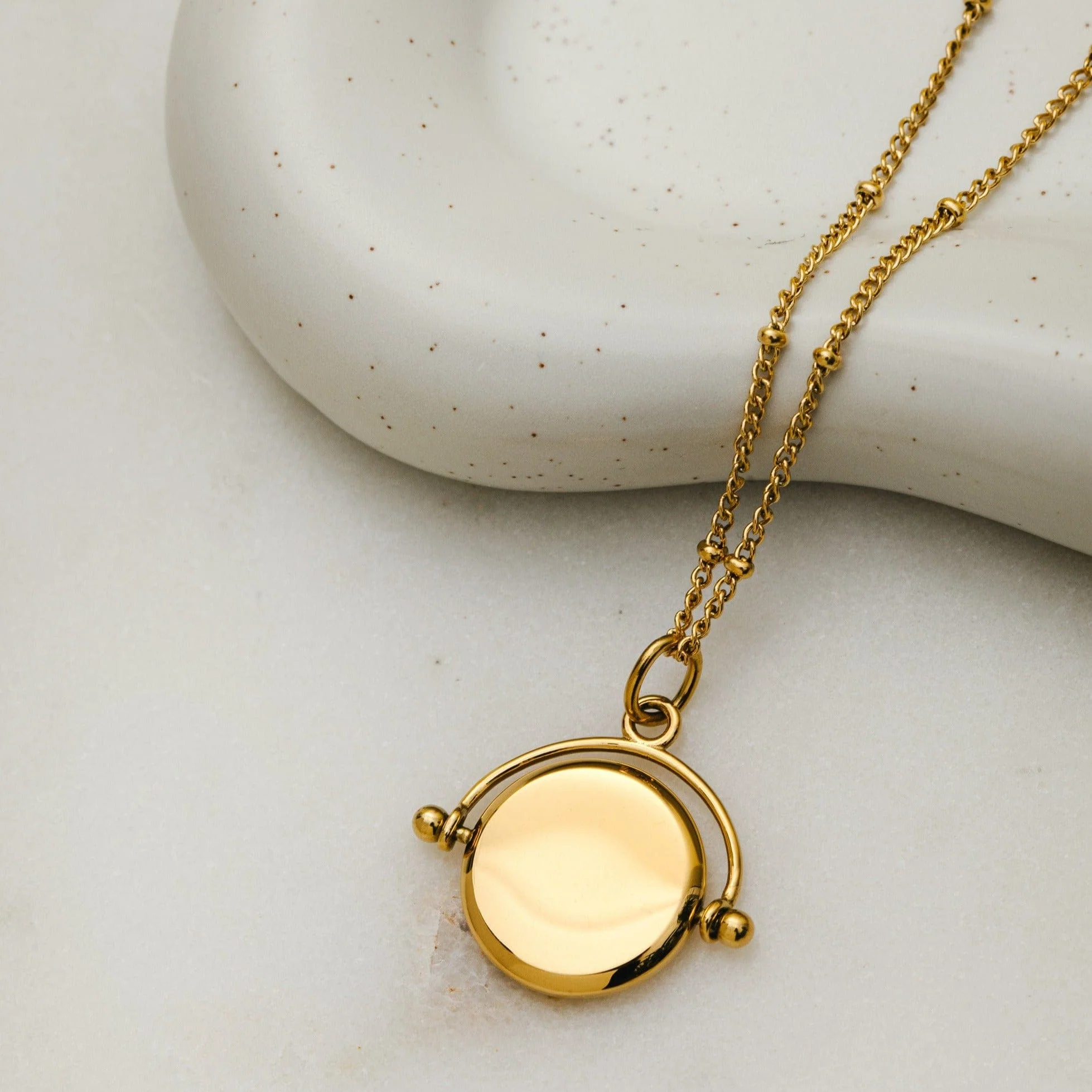 LUXE Faceted Disc Spinner Necklace - Gold - Image 6