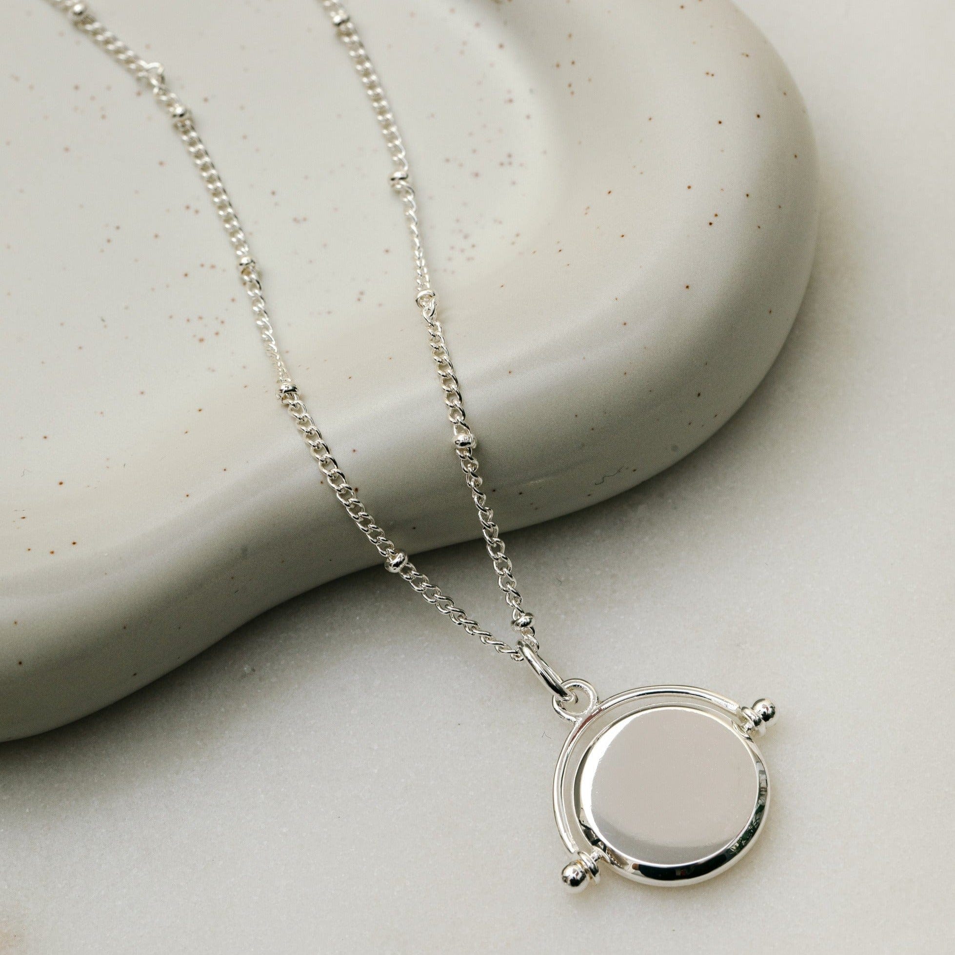 LUXE Faceted Disc Spinner Necklace - Silver - Image 3