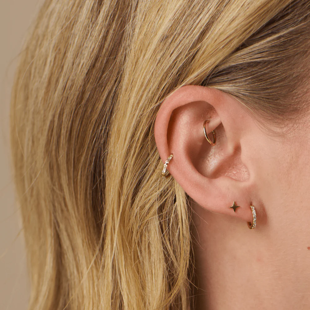 Fine Baguette Clicker Hoop Earring - Image 2