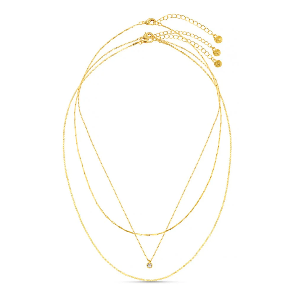 Fine Crystal Drop Three Row Necklace - Image 3
