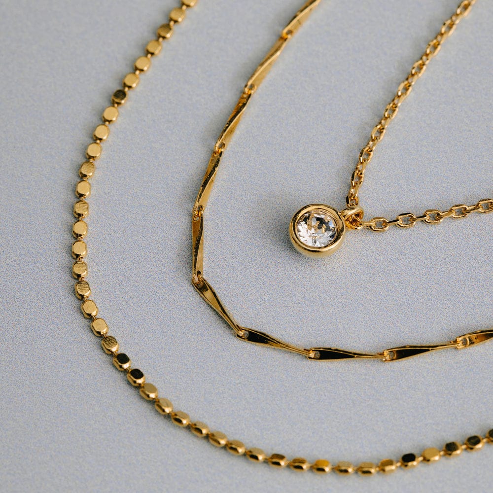 Fine Crystal Drop Three Row Necklace - Image 4
