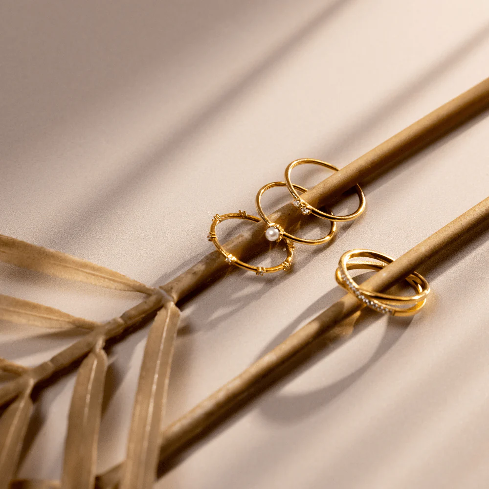 Fine Crystal & Pearl Ring Stacking Set - Image 2
