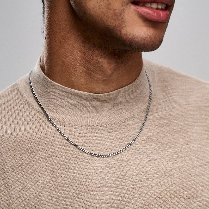 Fine Curb Chain Necklace - Silver - Image 2