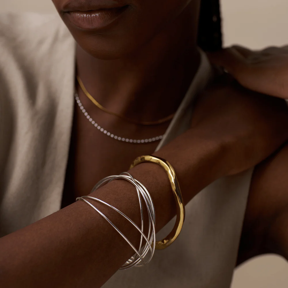 Fine Multi Interlocking Bangles - Silver - Image 3