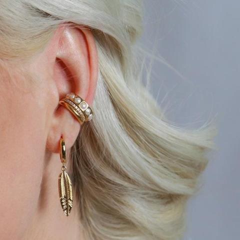 Fine Pavé Ear Cuff - Gold - Image 7