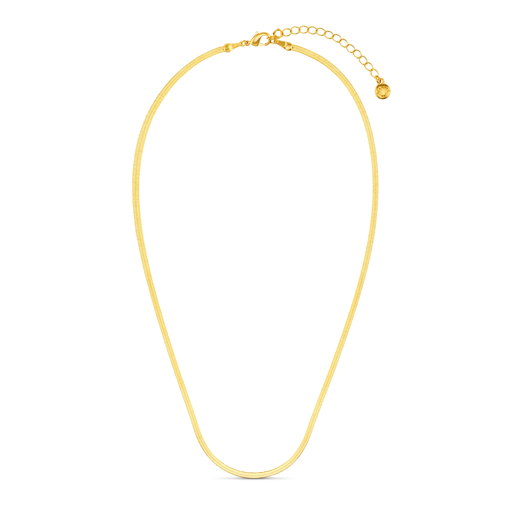Flat Snake Chain Necklace - Gold - Image 6