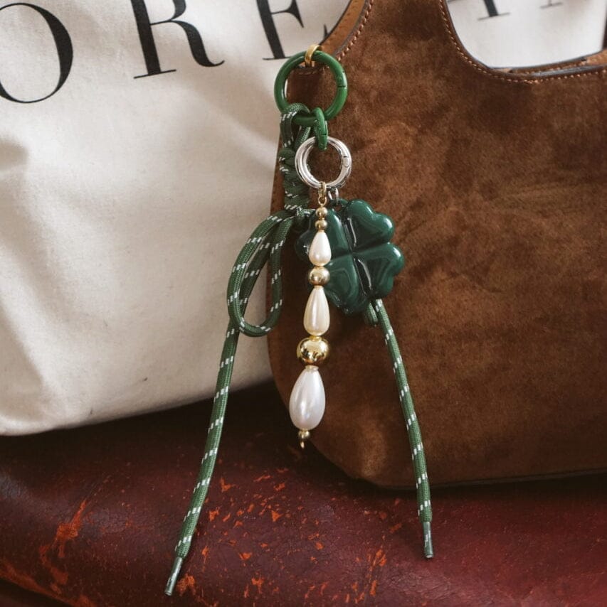 Green Cord Bow Bag Charm - Image 2