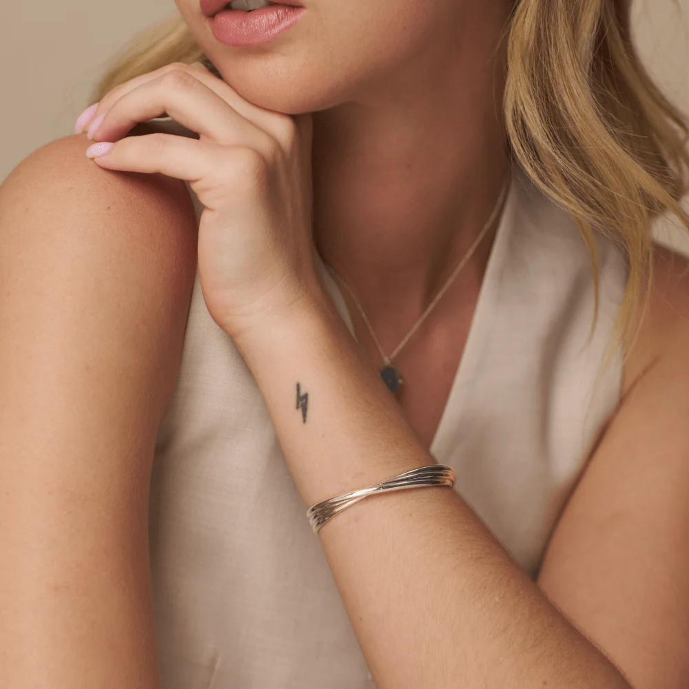 Interlocking Open Bangle Silver - Image 2