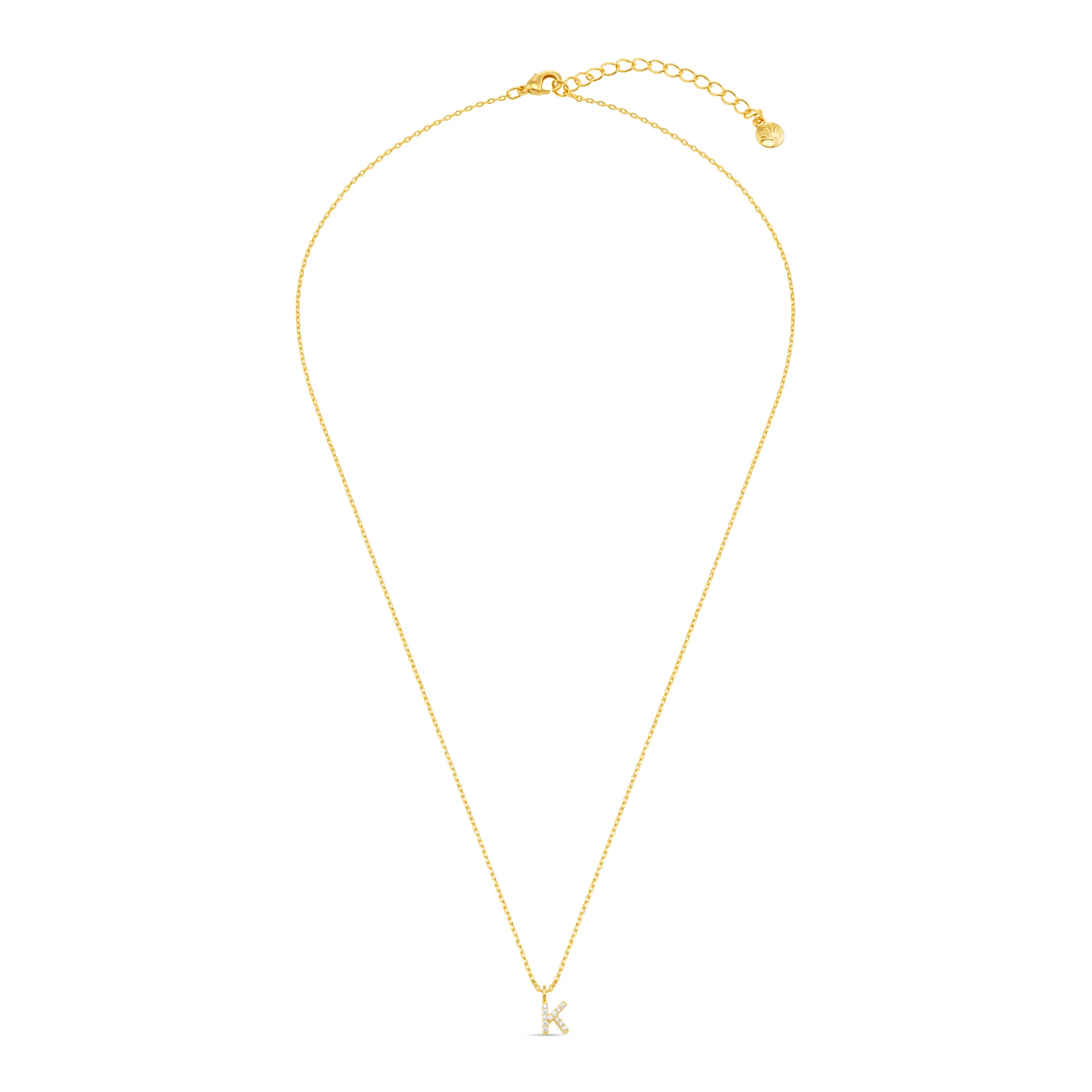 K Pavé Initial Charm Necklace - Image 2