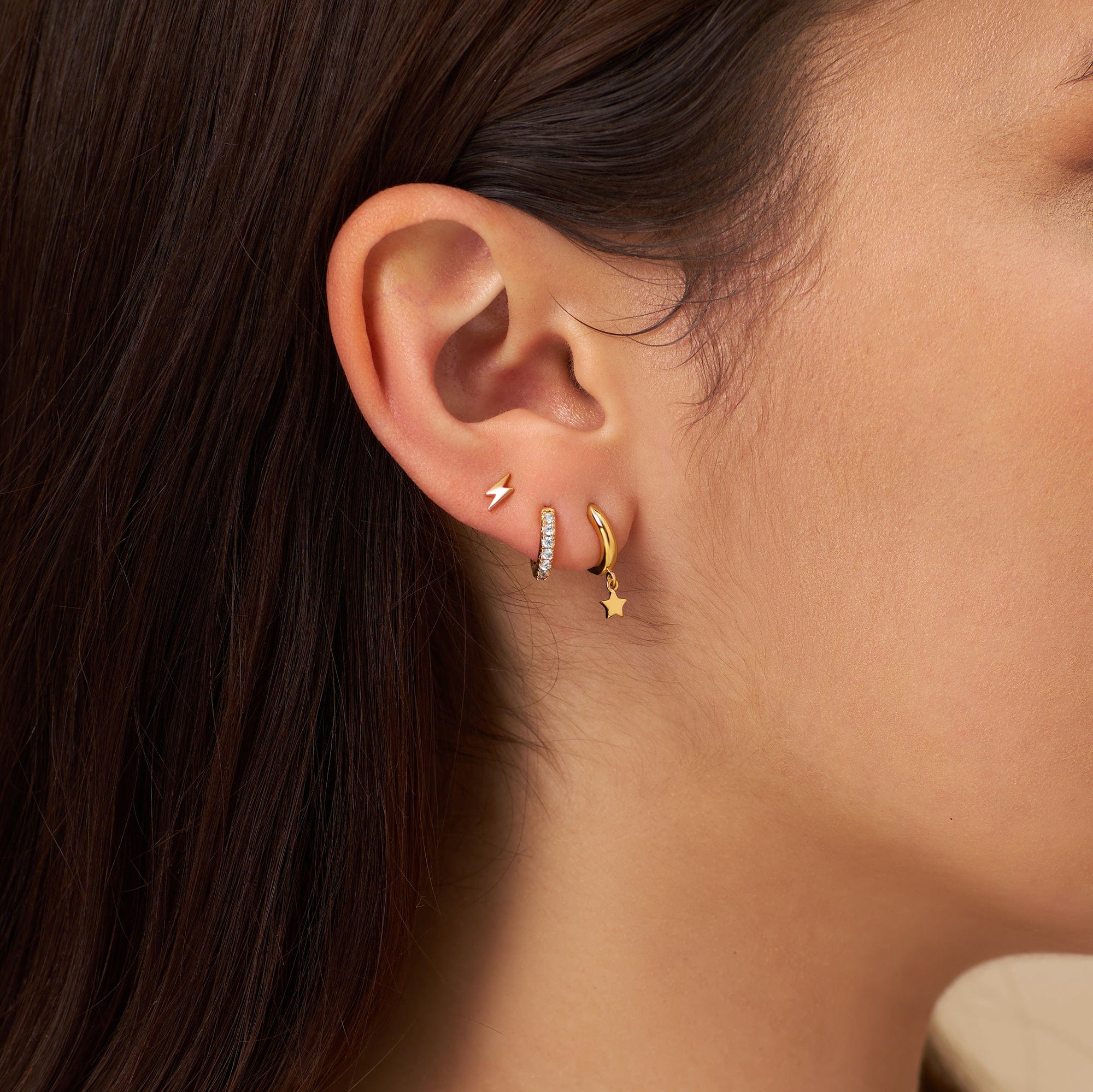 Lightning & Star Ear Stacking Set - Gold - Image 2
