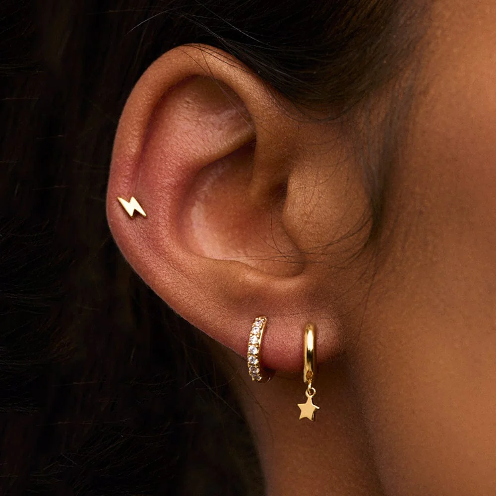 Lightning & Star Ear Stacking Set - Gold - Image 3