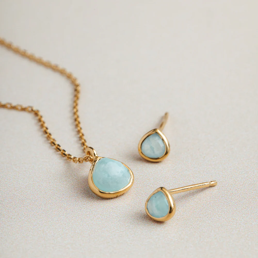 LUXE Semi-Precious Amazonite Stud Earrings - Image 3