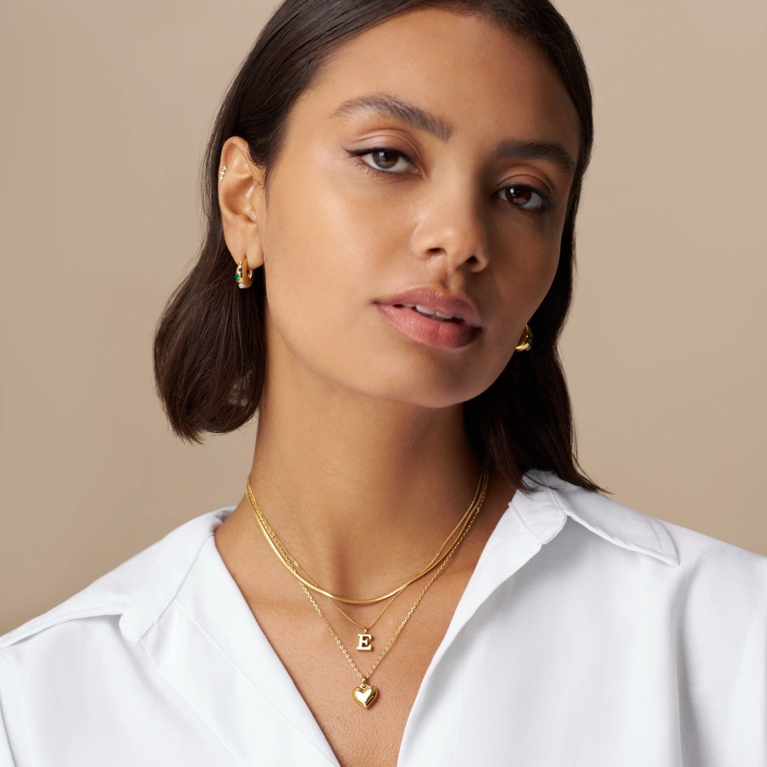 LUXE E Initial Necklace - Gold - Image 2