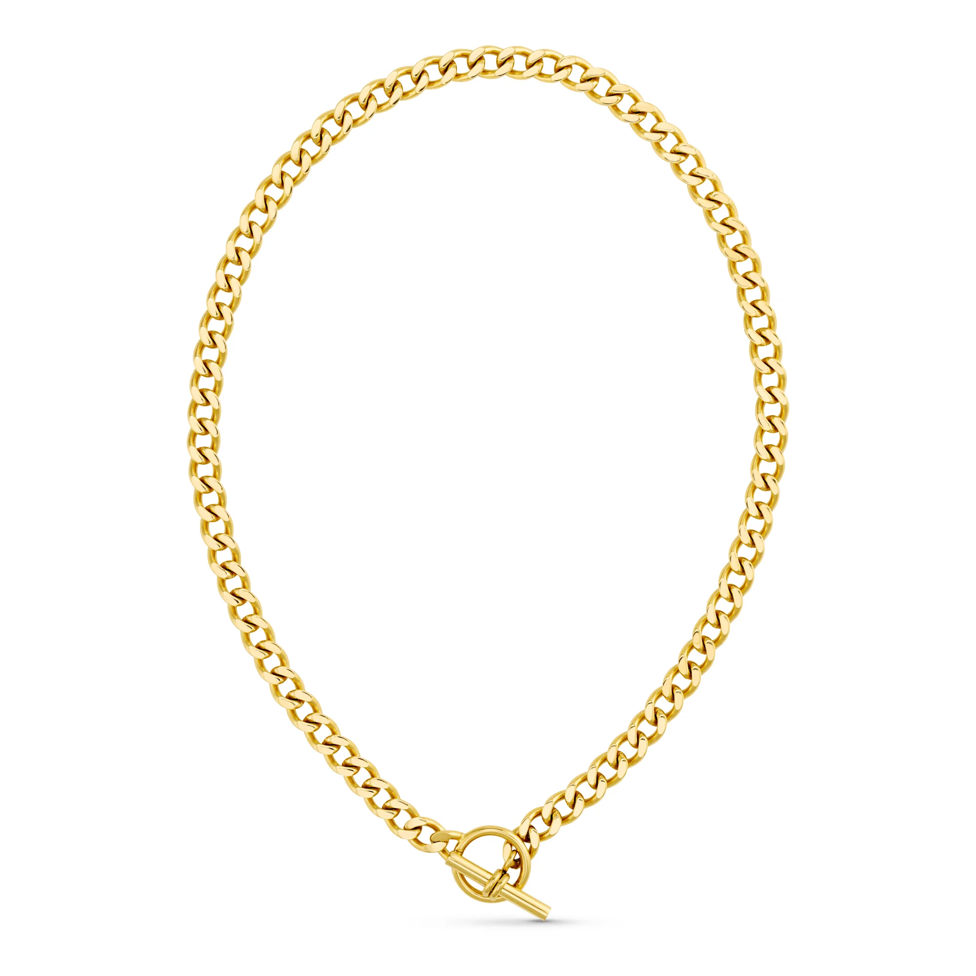 LUXE Flat Curb T-Bar Necklace - Gold - Image 5