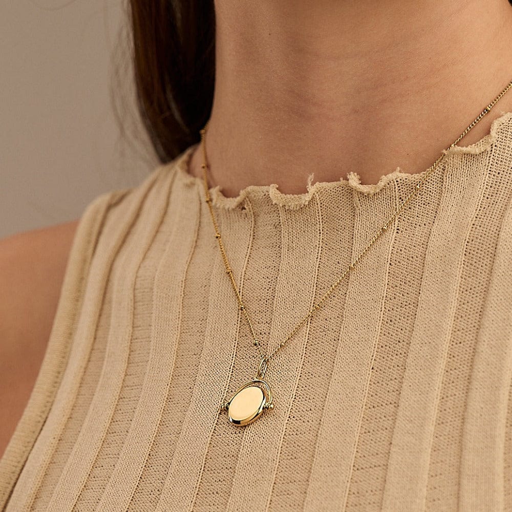 LUXE Faceted Disc Spinner Necklace - Gold - Image 3