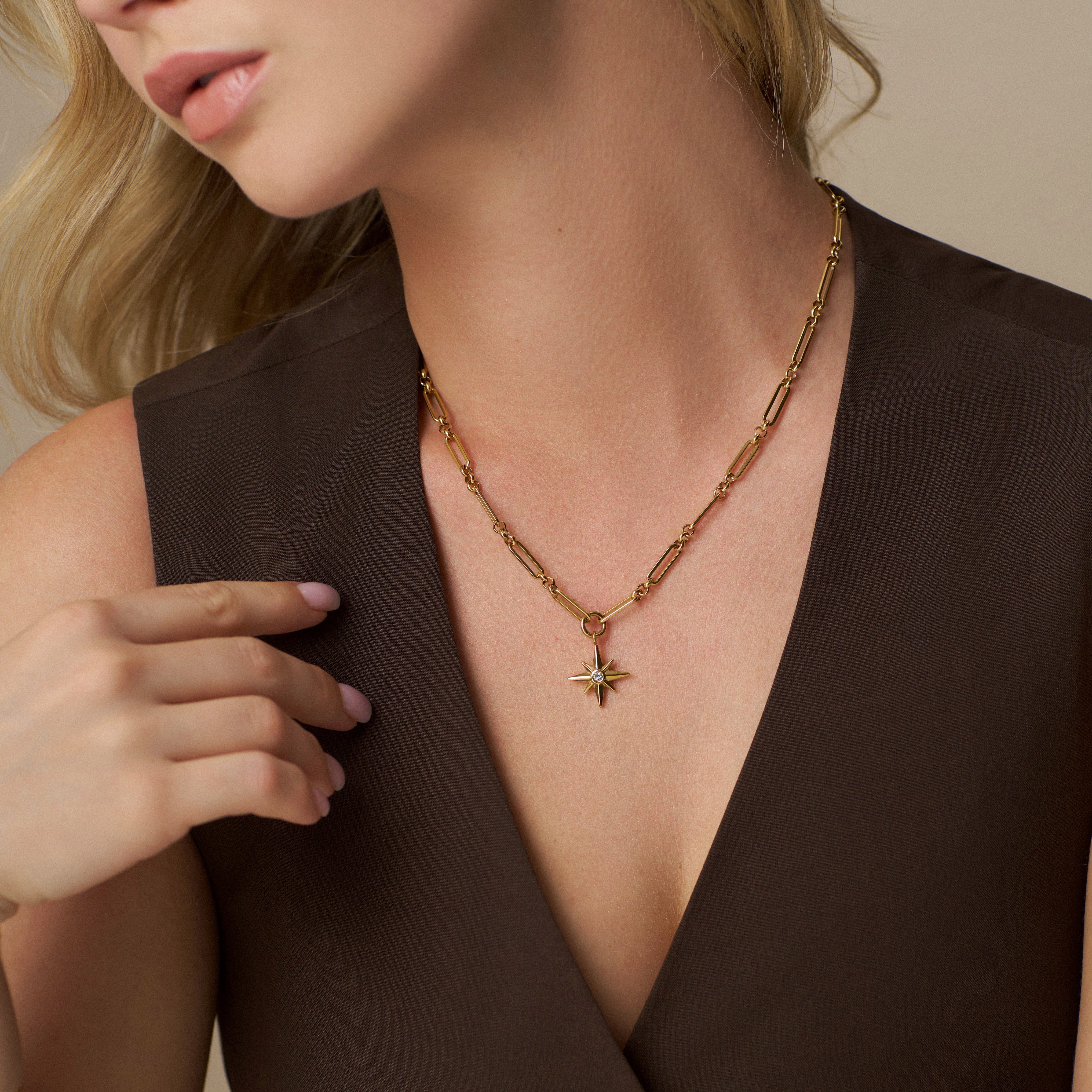 LUXE Linear Link & Crystal Starburst Necklace - Image 2