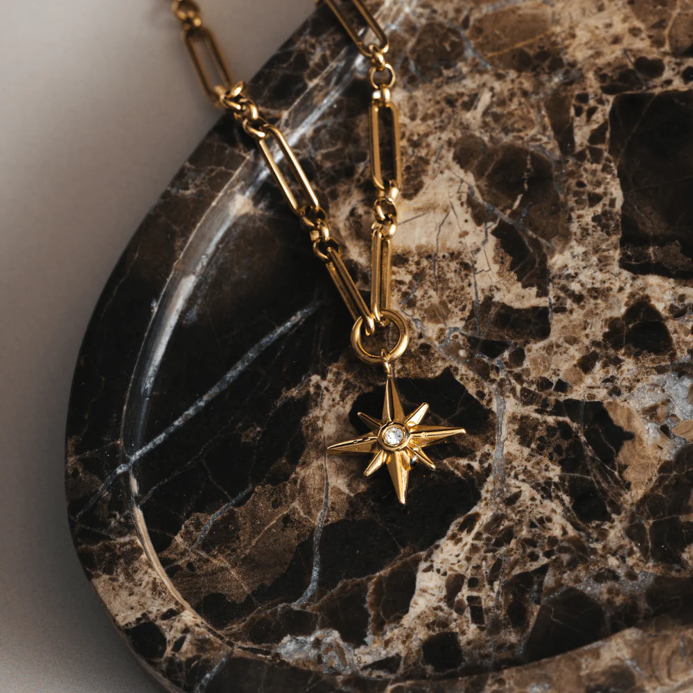 LUXE Linear Link & Crystal Starburst Necklace - Image 3