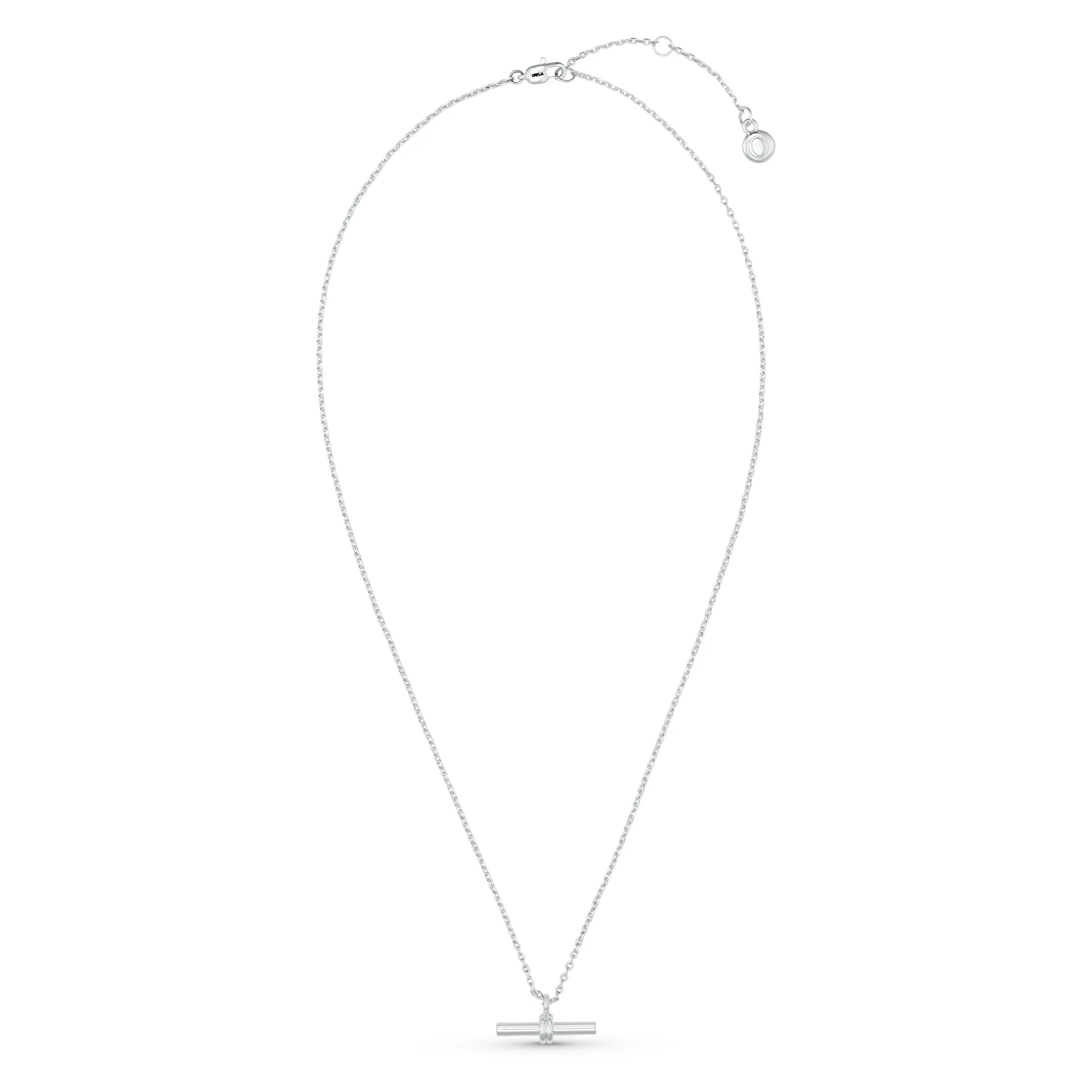 LUXE Linear T-Bar Drop Necklace - Silver - Image 6