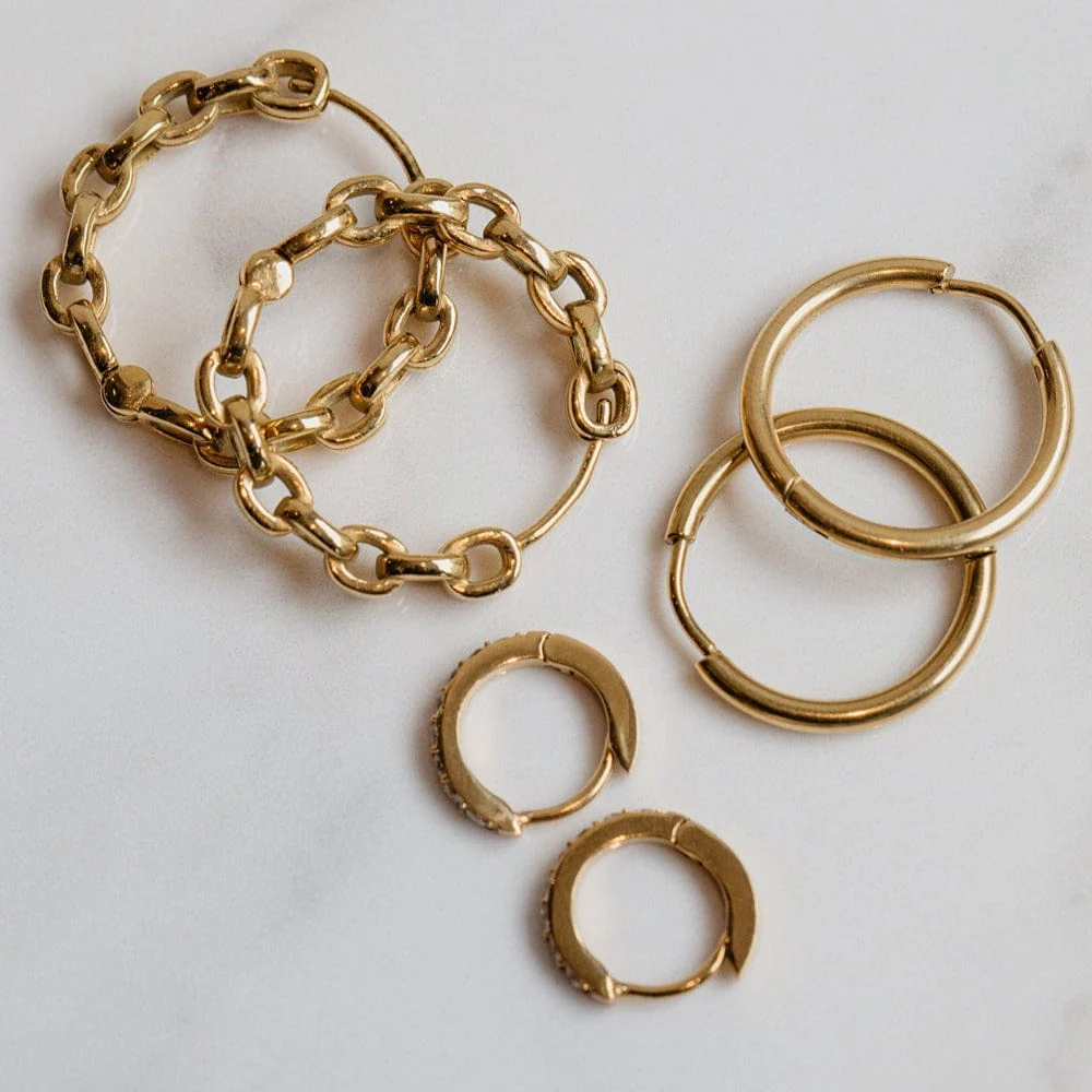 LUXE Pavé Huggie Hoop Earrings - Gold - Image 3