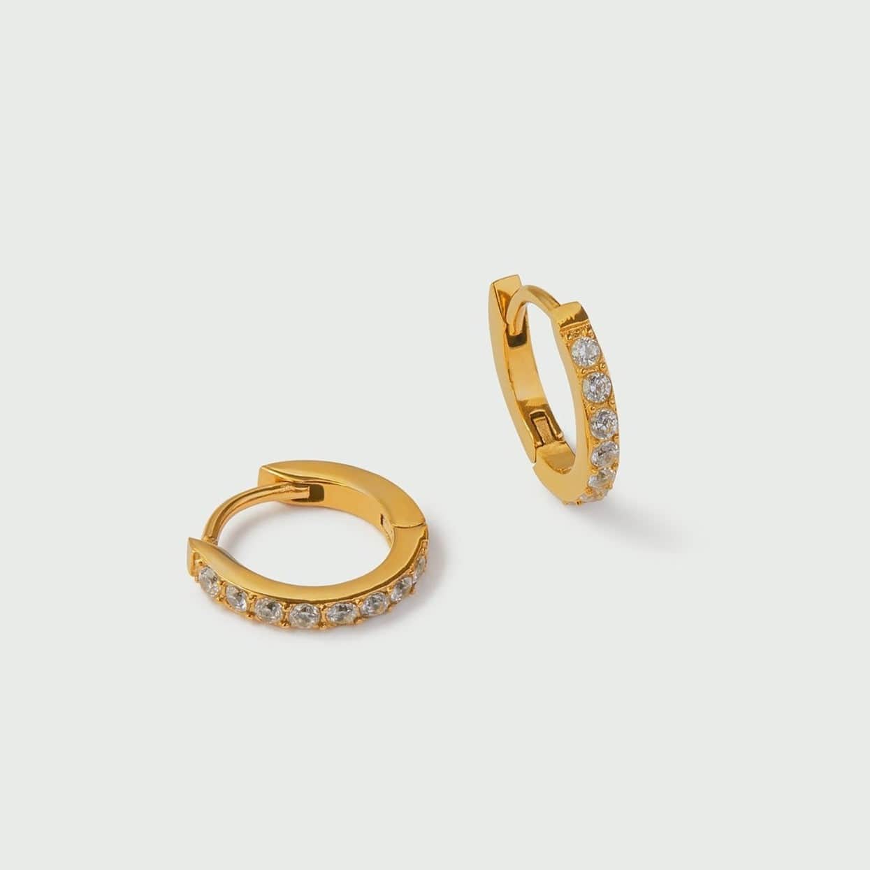 LUXE Pavé Huggie Hoop Earrings - Gold - Image 5